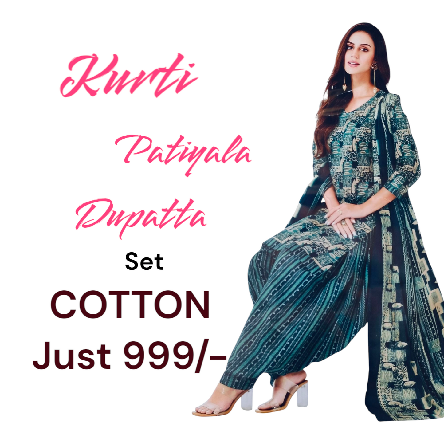 Women Cotton kurti Patiyala Set